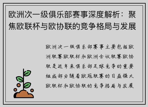 欧洲次一级俱乐部赛事深度解析：聚焦欧联杯与欧协联的竞争格局与发展趋势