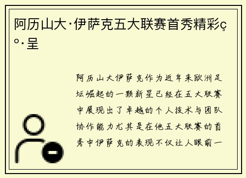阿历山大·伊萨克五大联赛首秀精彩纷呈